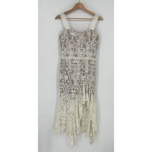 Bronx and Banco Ivory Lace High-Low Dress